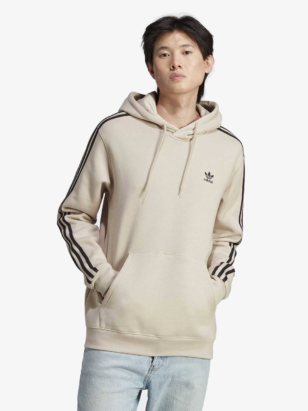 ADIDAS Felpa Con Cappuccio 3-Stripes Crew Adicolor Classics IL2490 Uomo Cotone Beige