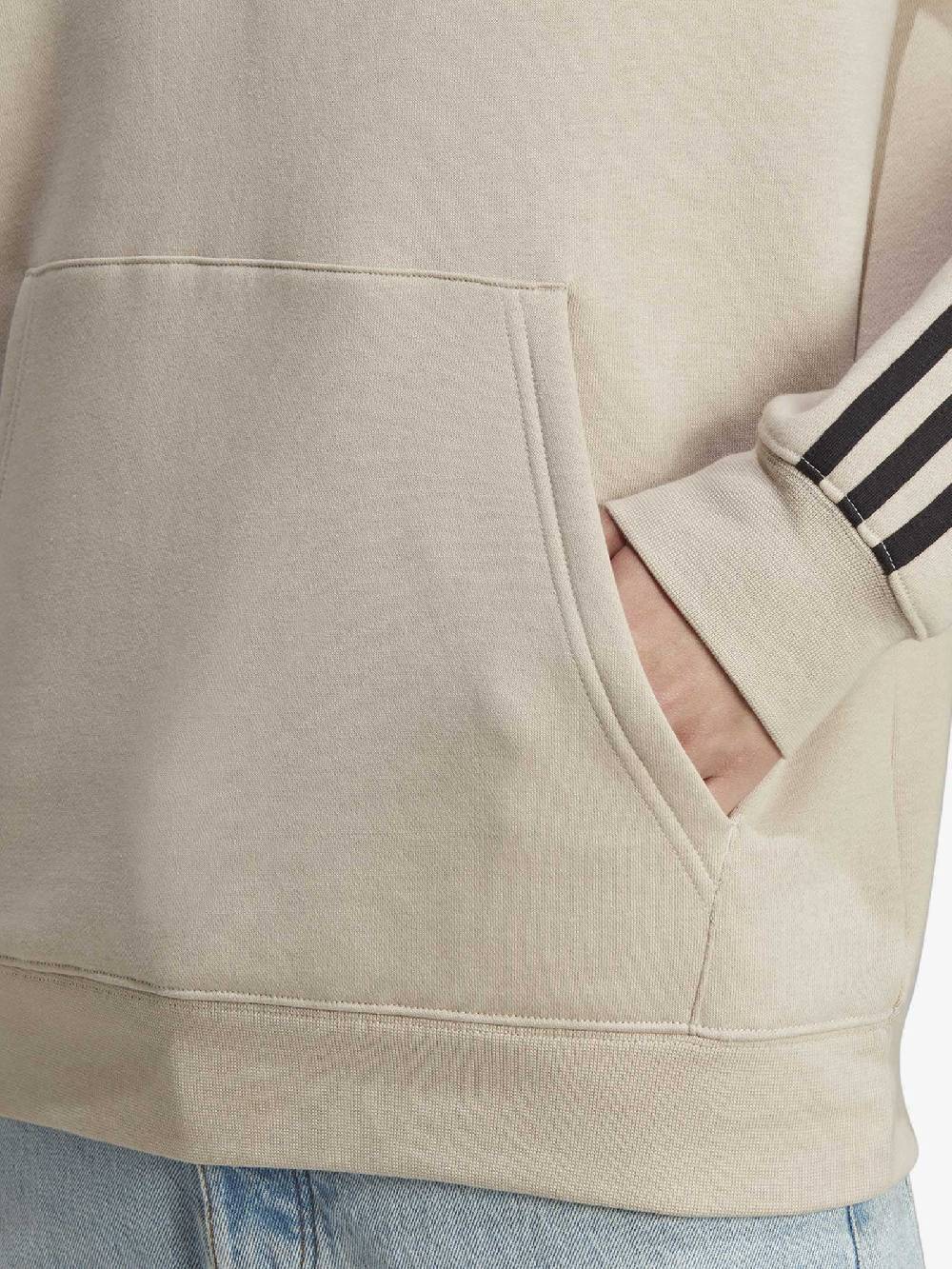 ADIDAS Felpa Con Cappuccio 3-Stripes Crew Adicolor Classics IL2490 Uomo Cotone Beige