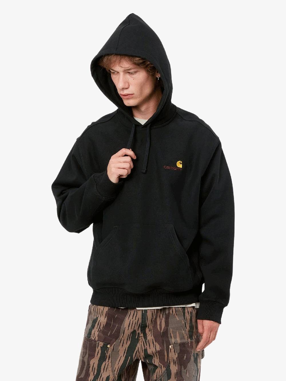 CARHARTT WIP Felpa Con Cappuccio American Script Sweat Uomo Nera