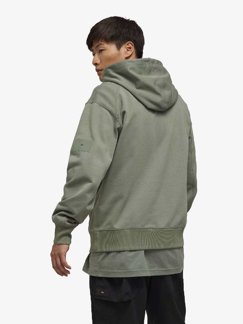 Y-3 Felpa Con Cappuccio E Zip IP7703 Uomo In Cotone Verde Scuro