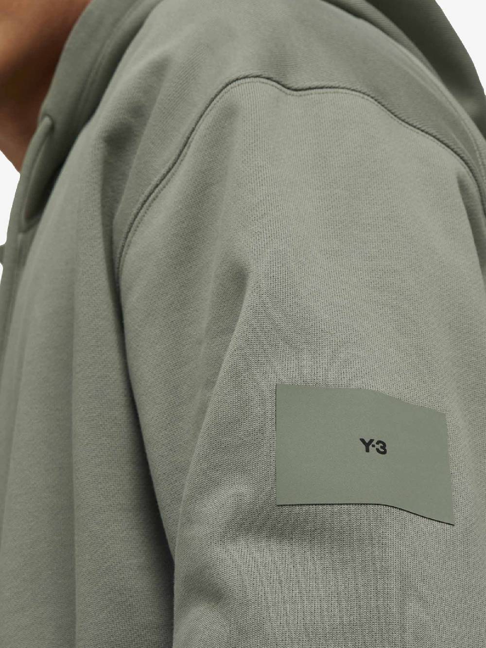 Y-3 Felpa Con Cappuccio E Zip IP7703 Uomo In Cotone Verde Scuro