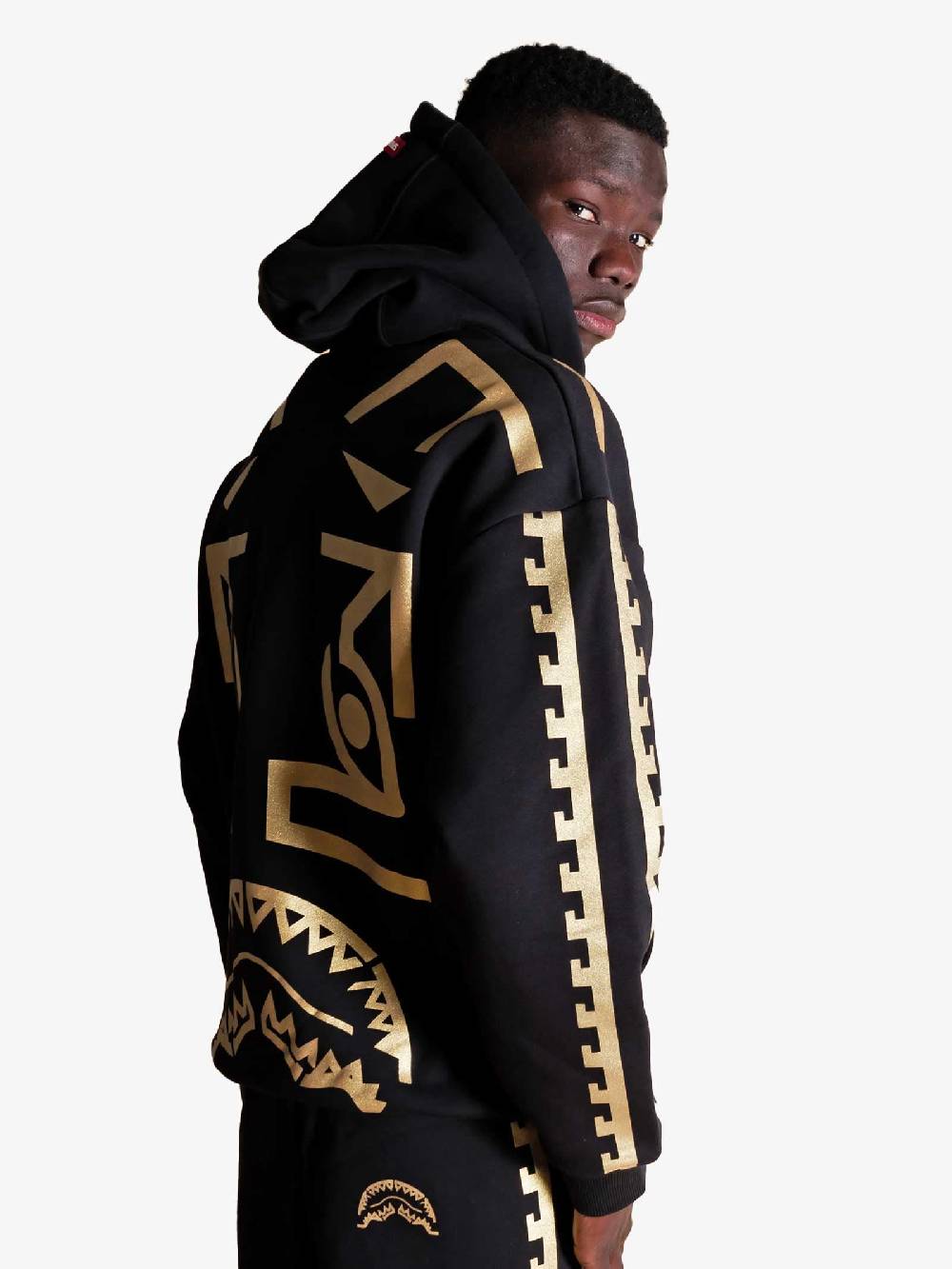 SPRAYGROUND Felpa Con Cappuccio Golden A.I Uomo In Cotone Nero