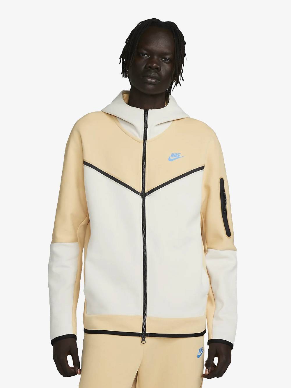 NIKE Felpa Con Cappuccio Sportswear Tech Fleece Uomo Gialla In Cotone