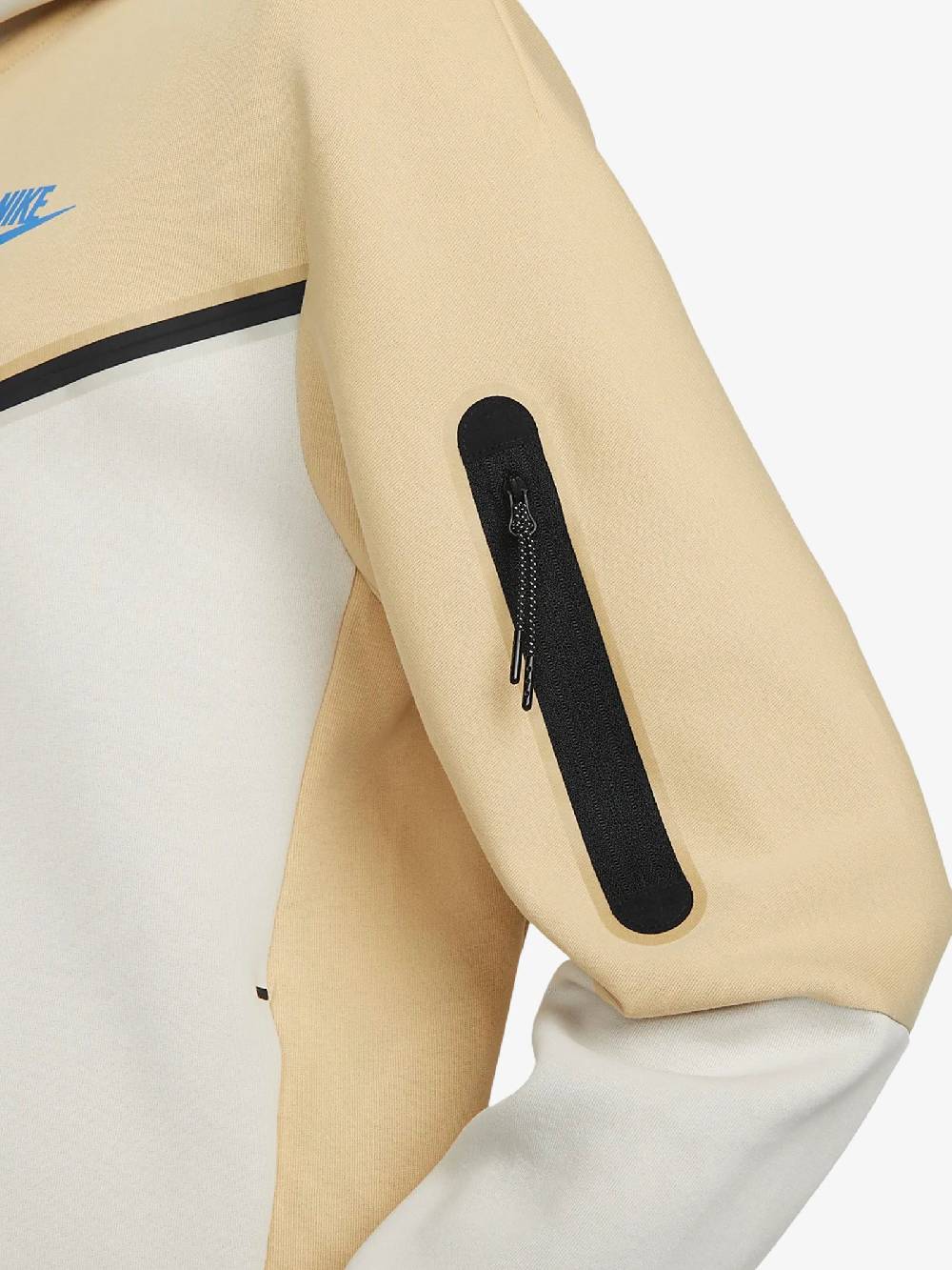 NIKE Felpa Con Cappuccio Sportswear Tech Fleece Uomo Gialla In Cotone