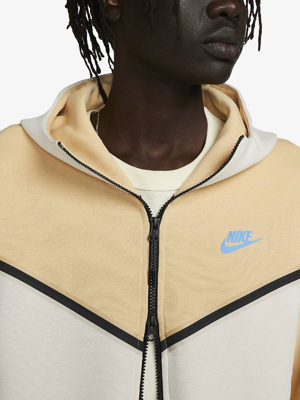 NIKE Felpa Con Cappuccio Sportswear Tech Fleece Uomo Gialla In Cotone