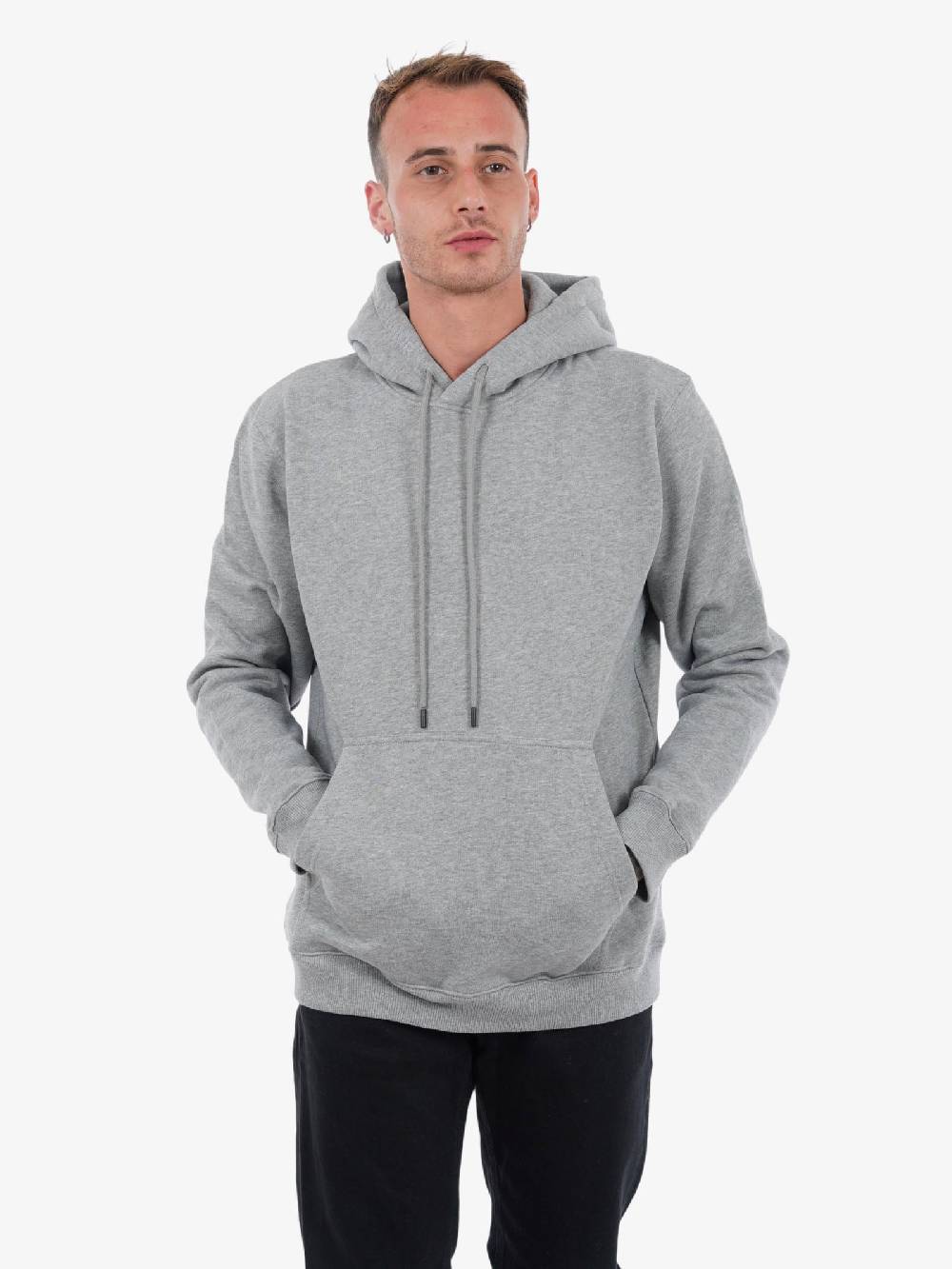 DONDUP Felpa Con Cappuccio Uomo In Jersey Di Cotone Grigio Logo Cappuccio