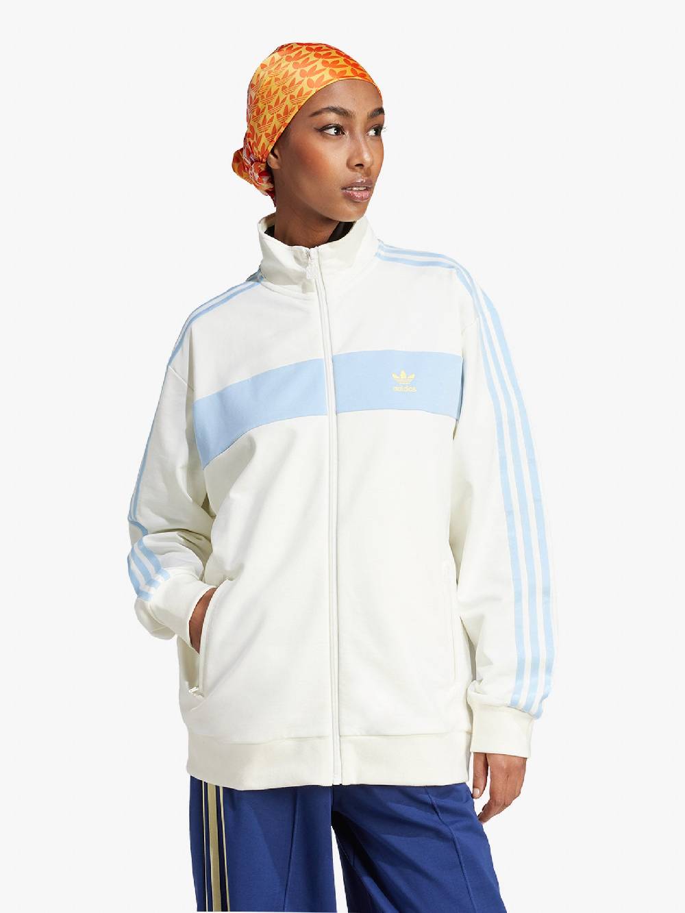 ADIDAS Felpa Girocollo Colorblock IR7471 Donna Cotone Bianco