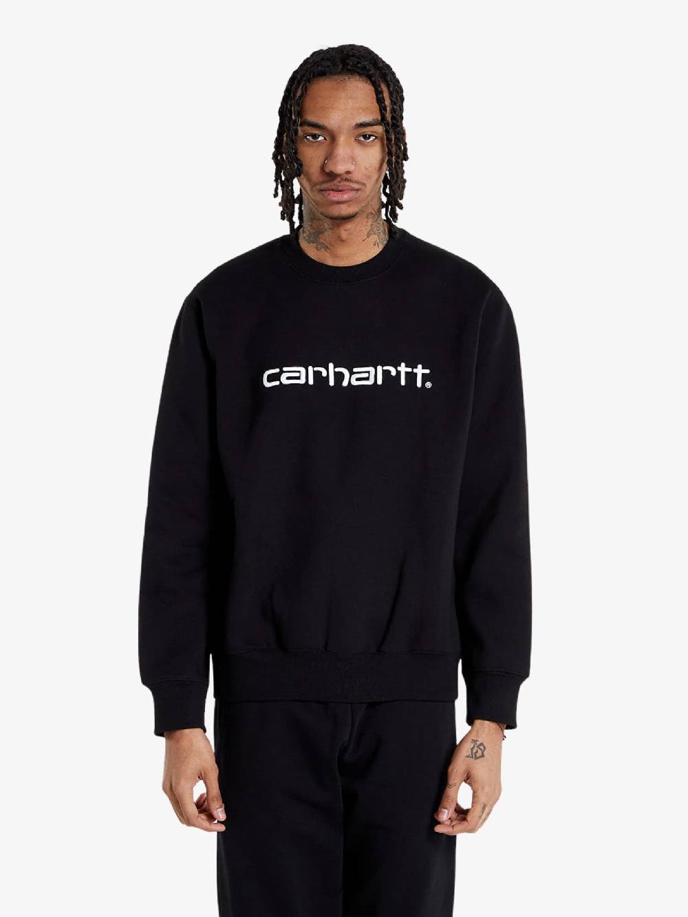 CARHARTT WIP Felpa Girocollo I030546_0D2_XX Uomo Nera In Cotone Spazzolato