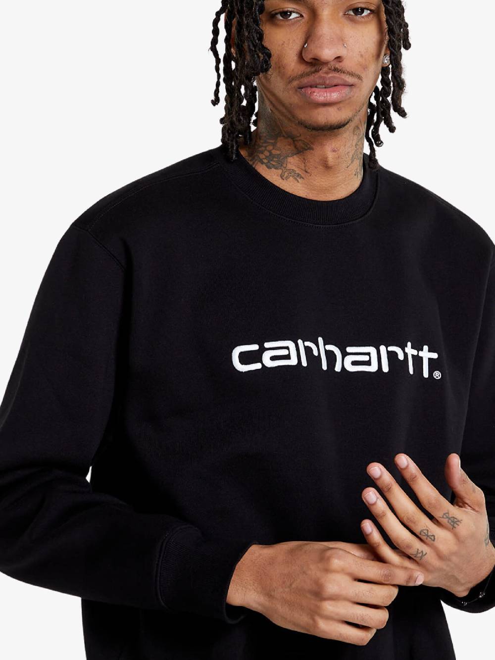 CARHARTT WIP Felpa Girocollo I030546_0D2_XX Uomo Nera In Cotone Spazzolato