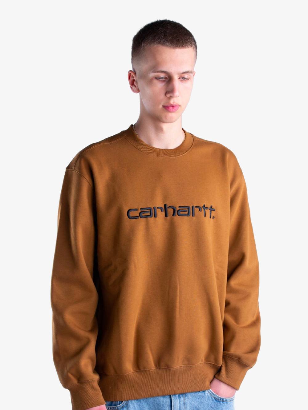 CARHARTT WIP Felpa Girocollo I030546_1QB_XX Uomo Marrone In Cotone Spazzolato