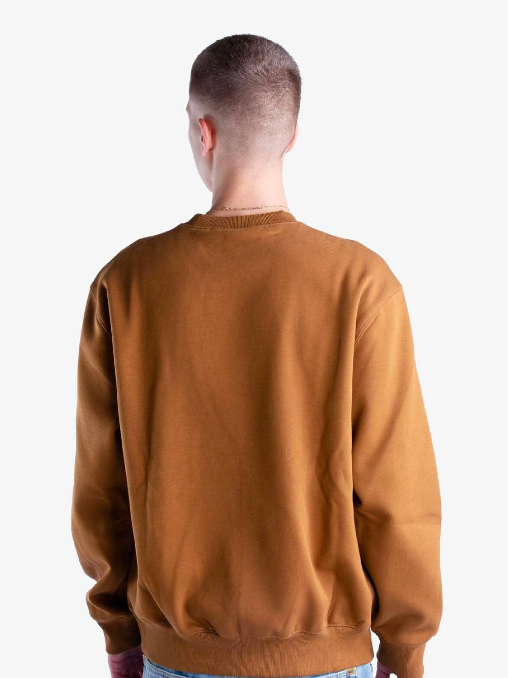 CARHARTT WIP Felpa Girocollo I030546_1QB_XX Uomo Marrone In Cotone Spazzolato