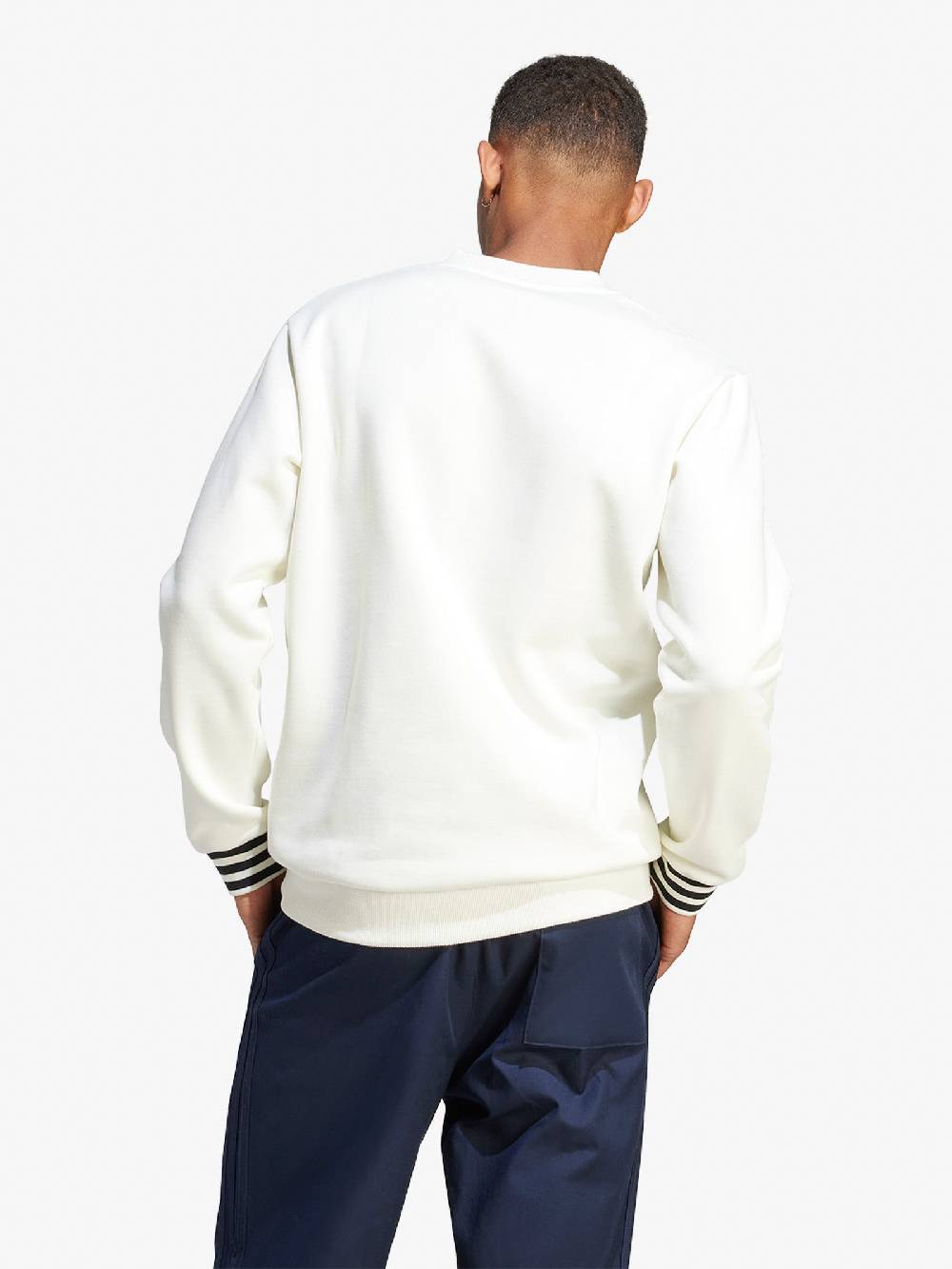 ADIDAS Felpa Girocollo Nice Embroidered IR7595 Uomo Cotone Bianco