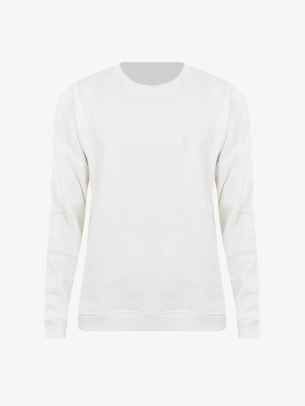 DONDUP Felpa girocollo uomo in cotone bianco con logo 3D