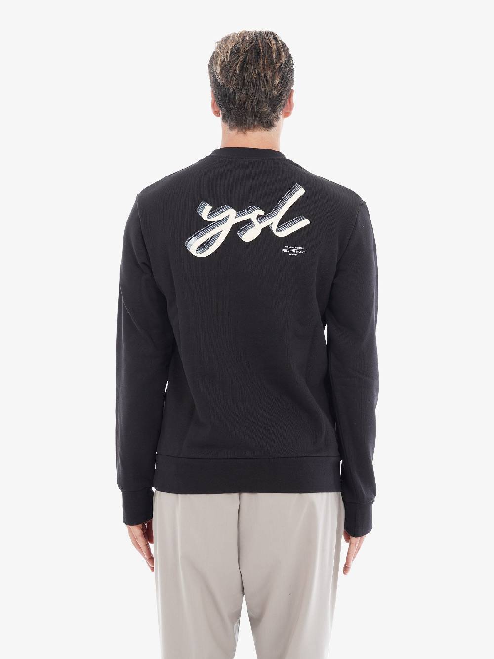 YES LONDON Felpa Girocollo XMF3868 Uomo In Cotone Logo Nero/beige