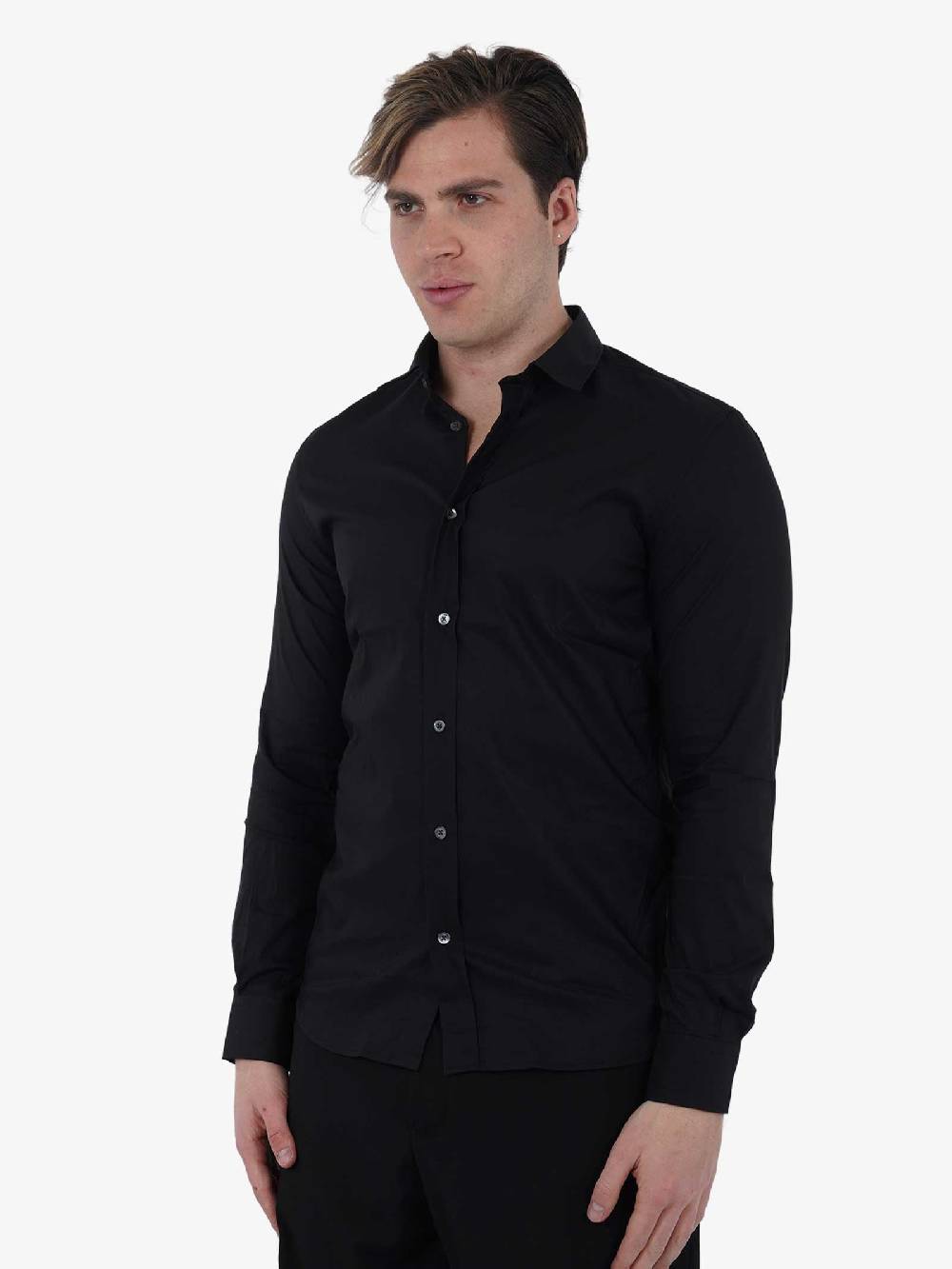 GAZZARRINI Camicia M/L CA201G Uomo Cotone Nero