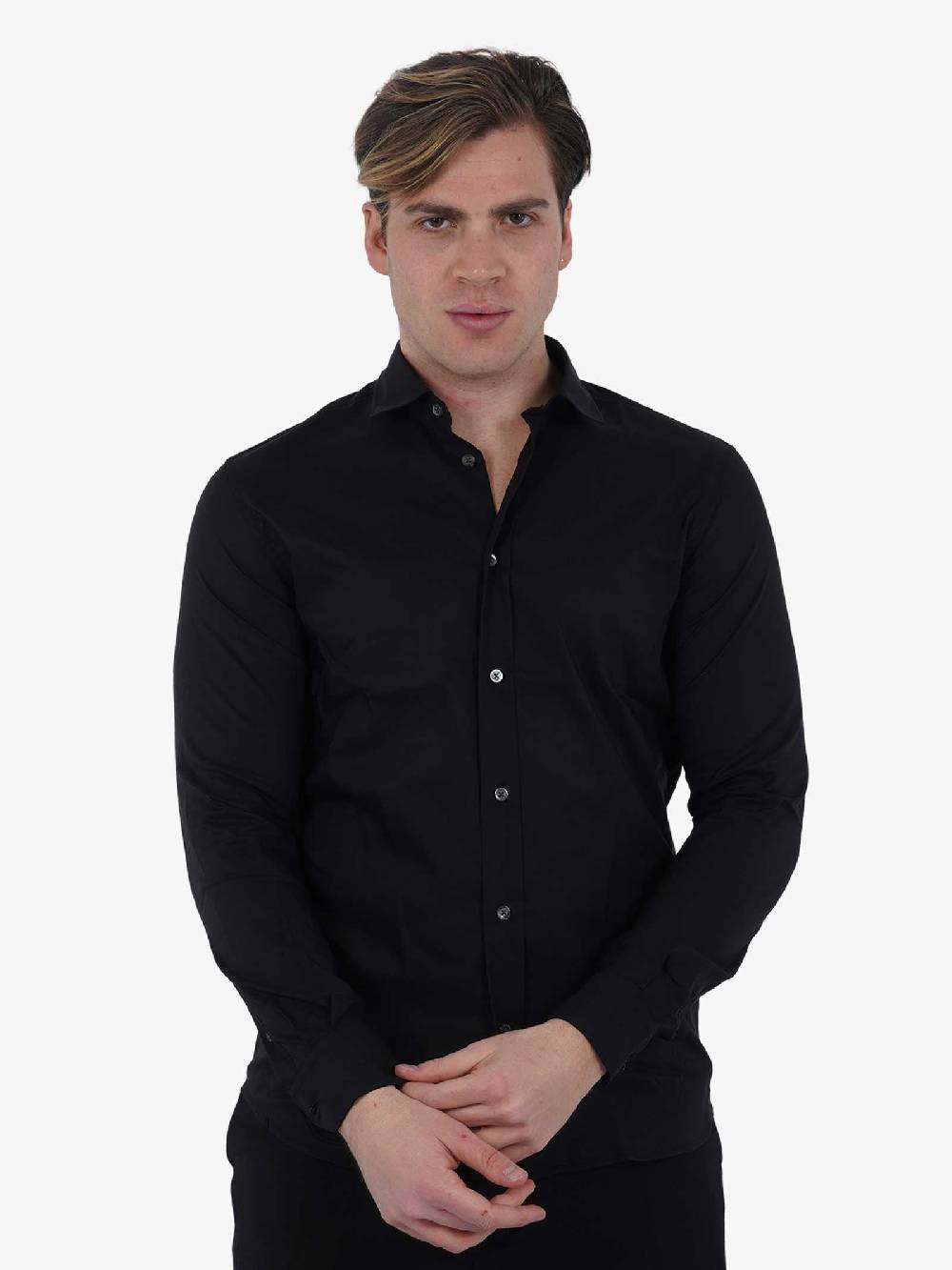 GAZZARRINI Camicia M/L CA201G uomo cotone nero