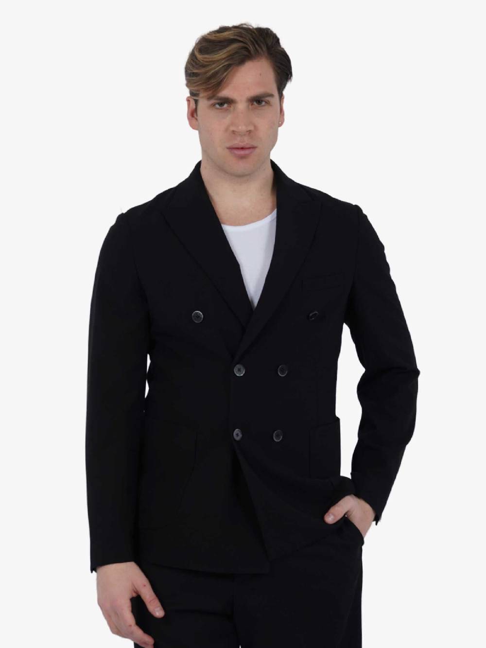 GAZZARRINI Giacca doppiopetto GAE343G uomo nero