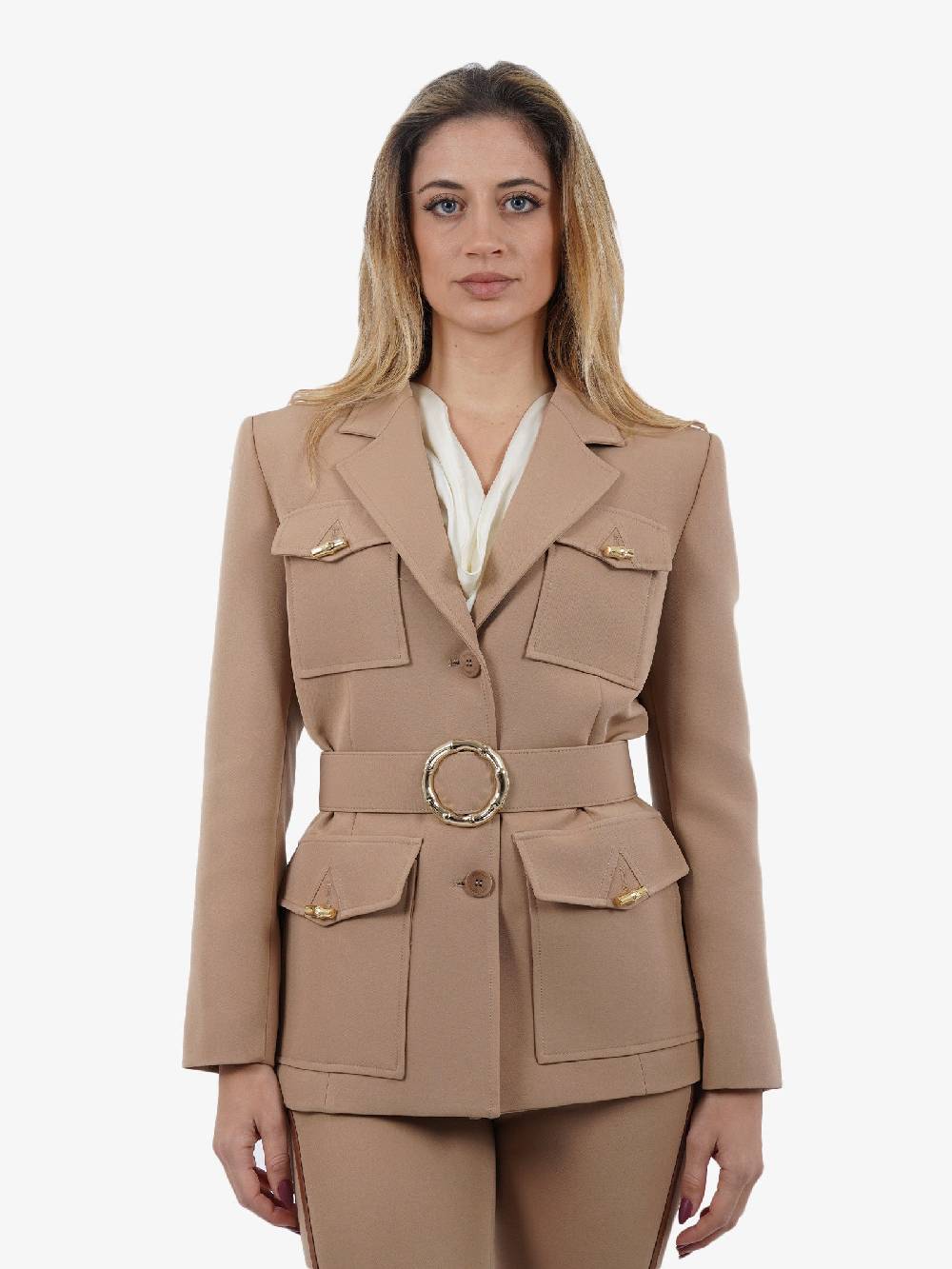 SPACE SIMONA CORSELLINI Giacca Con Cinturone Donna Beige