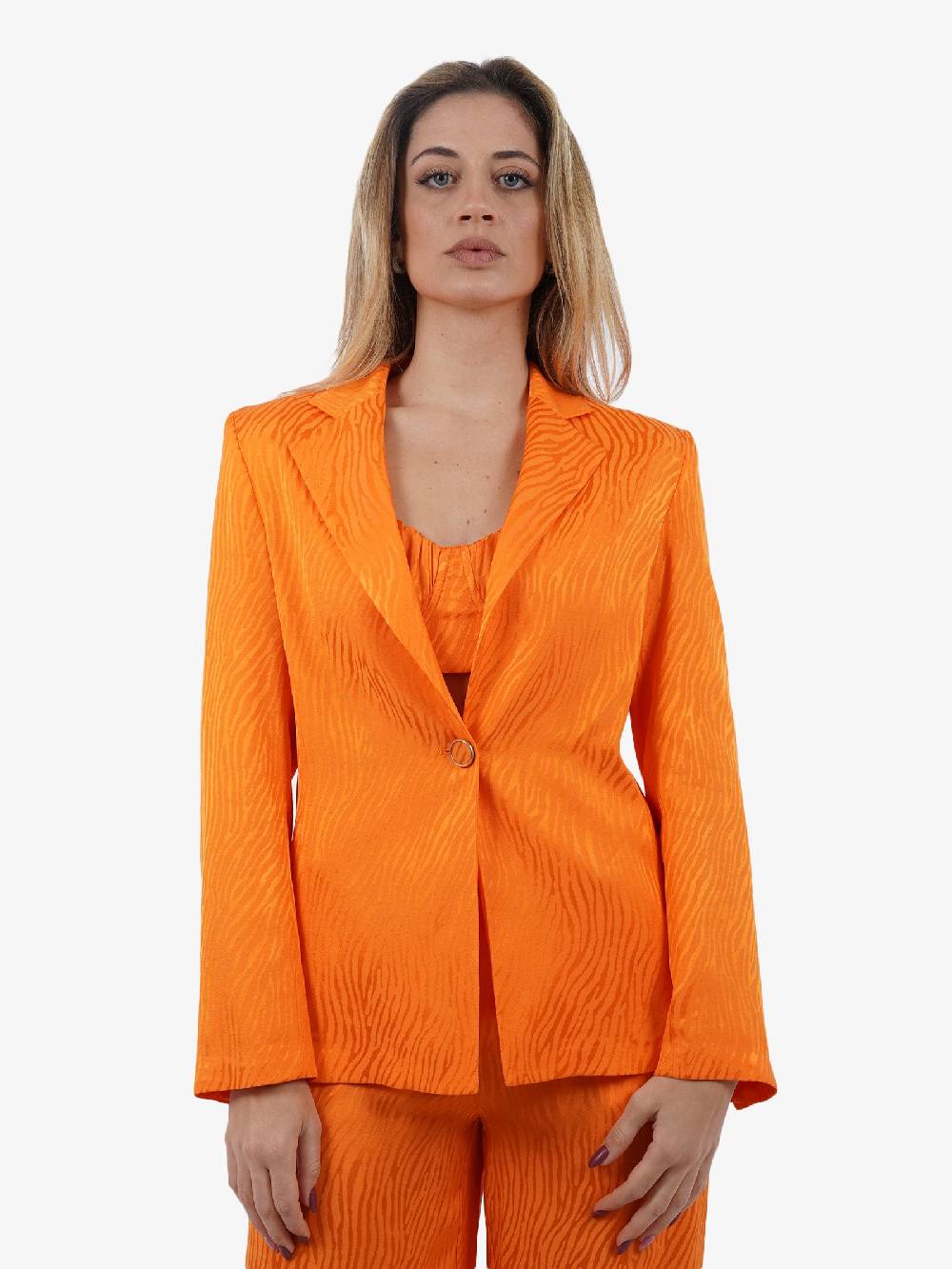 SPACE SIMONA CORSELLINI Giacca Jacquard Microzebrata Donna Arancione