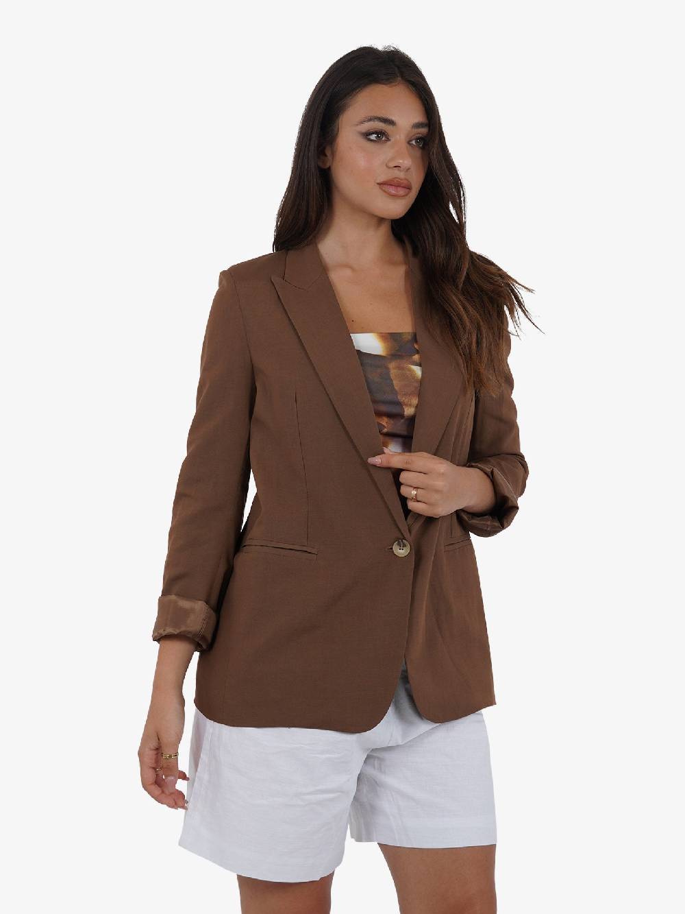 VICOLO Giacca Monopetto TB1561 Donna Viscosa Marrone