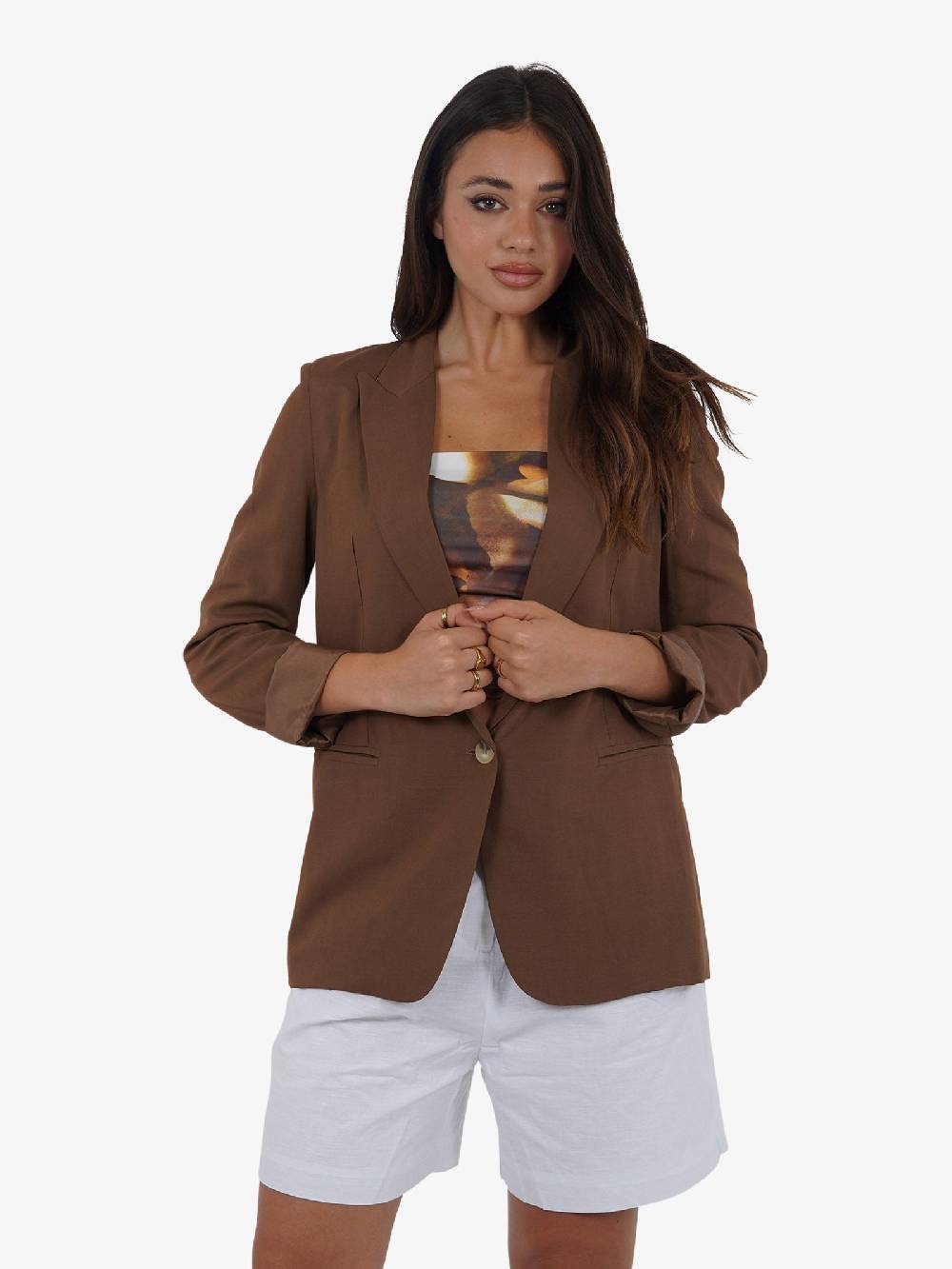 VICOLO Giacca monopetto TB1561 donna viscosa marrone