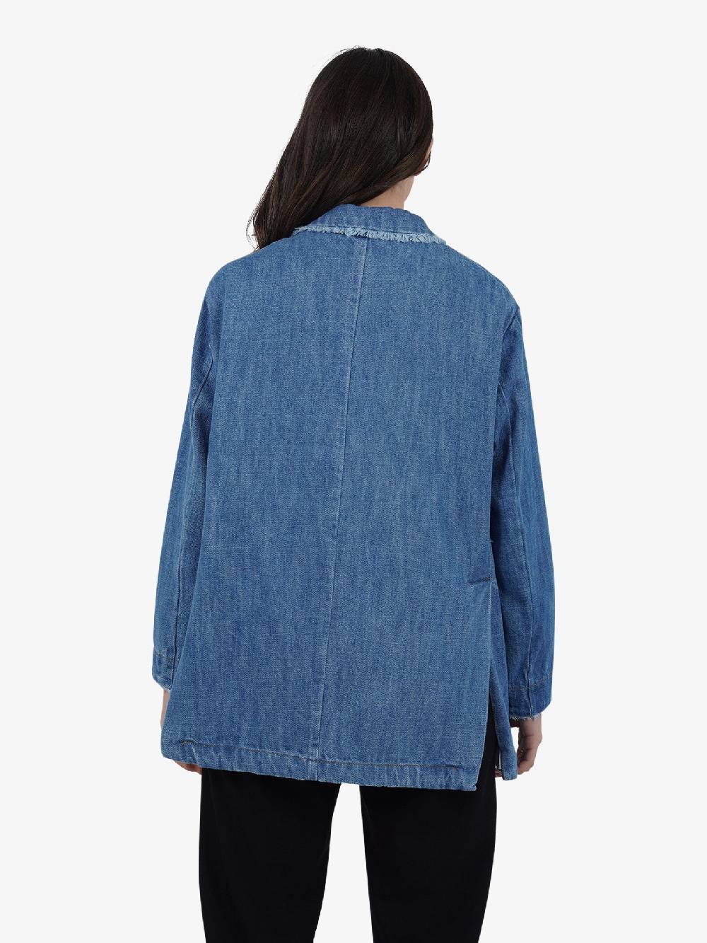 HAVE ONE Giacca Over Chambray Sfrangiata JSO-L079 Donna Cotone Denim