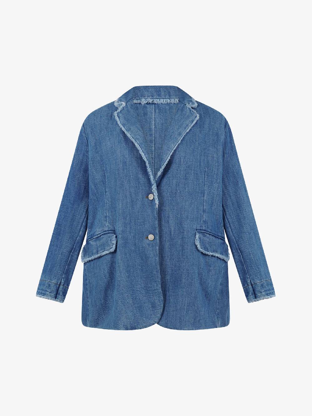 HAVE ONE Giacca Over Chambray Sfrangiata JSO-L079 Donna Cotone Denim