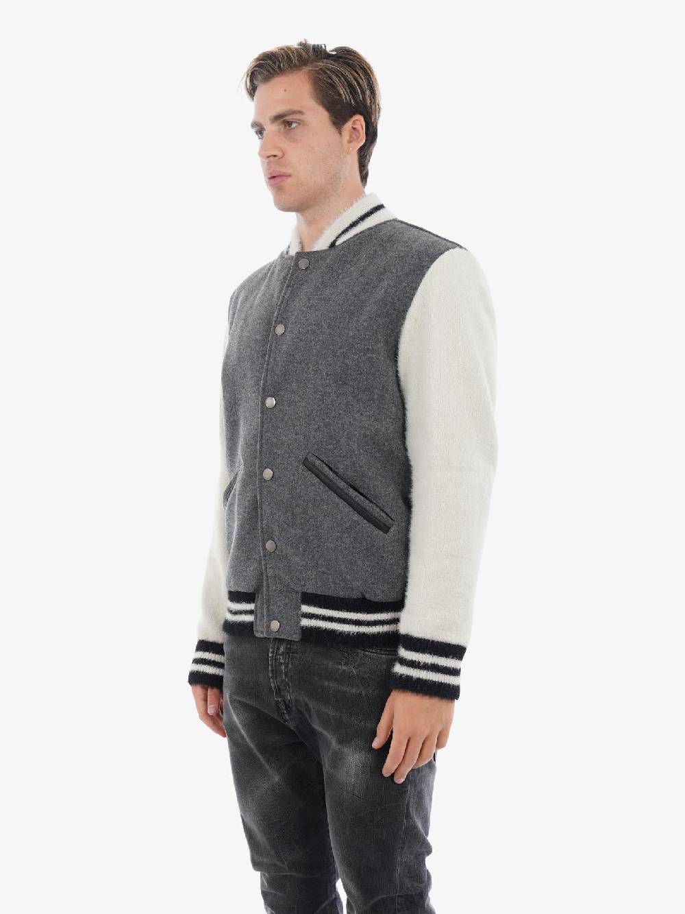 YES LONDON Giacca Varsity XNP8087 Uomo Grigio/panna