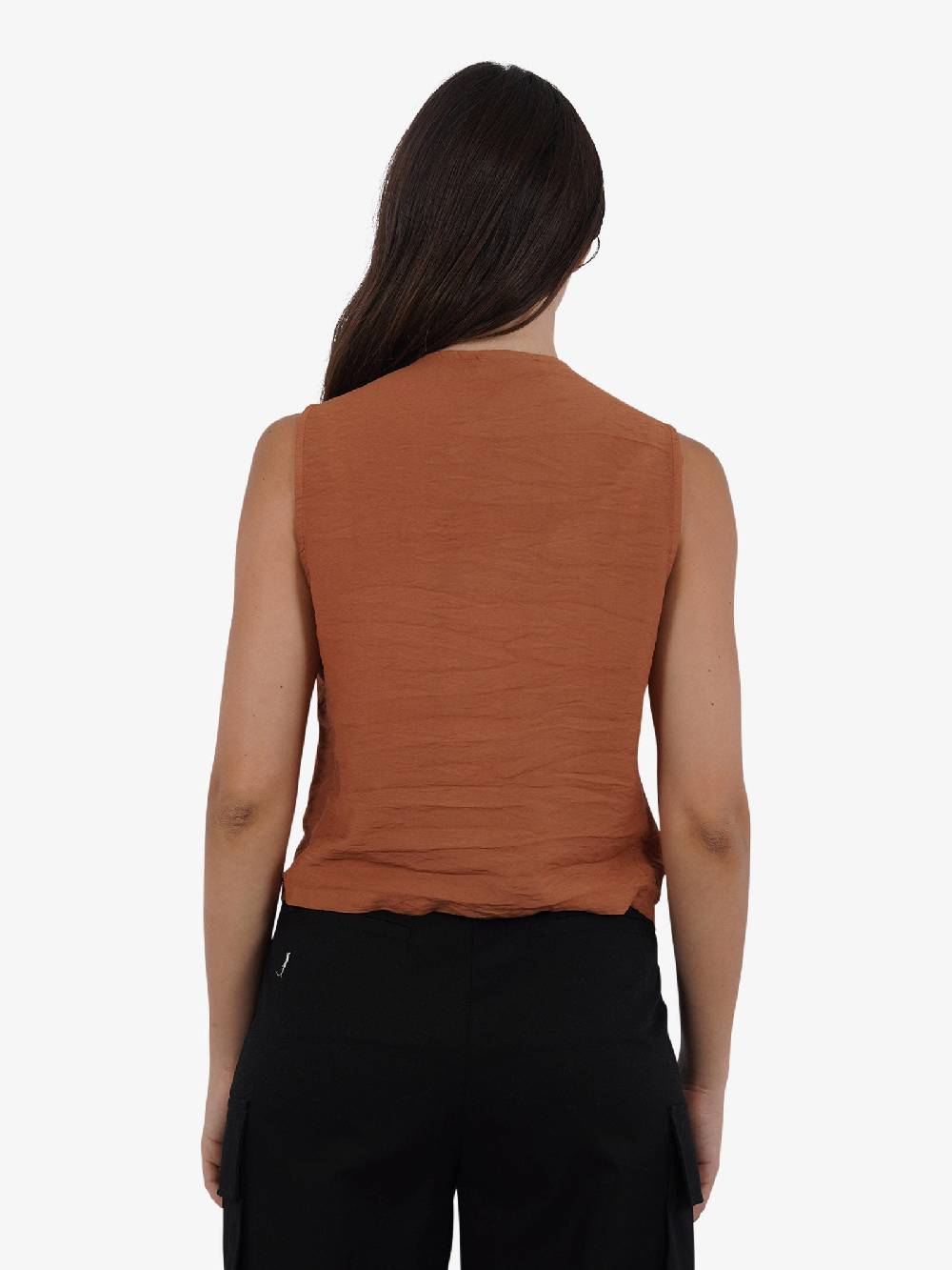 HAVE ONE Gilet Con Laccetti LVS-L038 Donna Viscosa Marrone