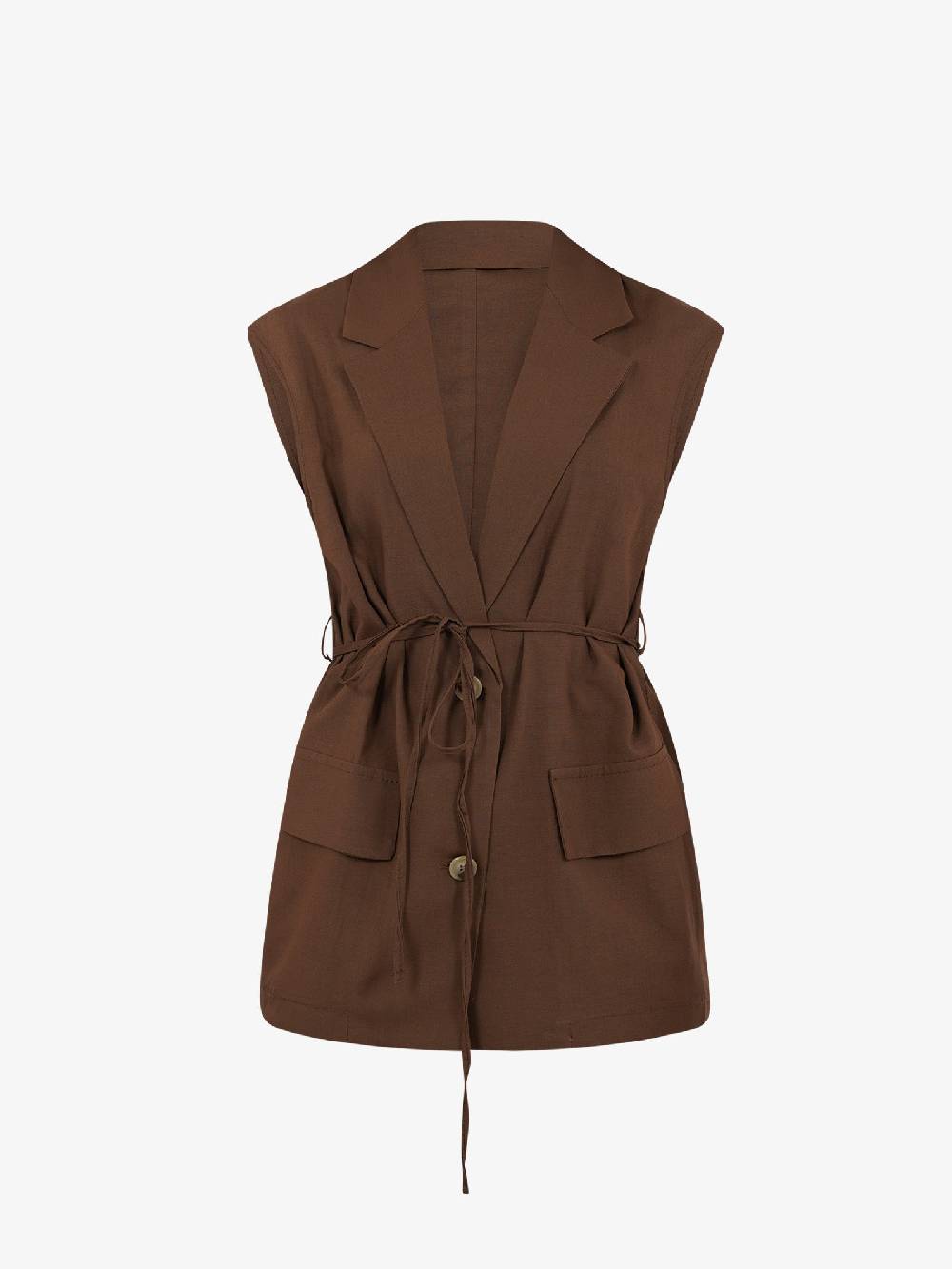 VICOLO Gilet Lungo Con Laccio TB1545 Donna Viscosa Marrone