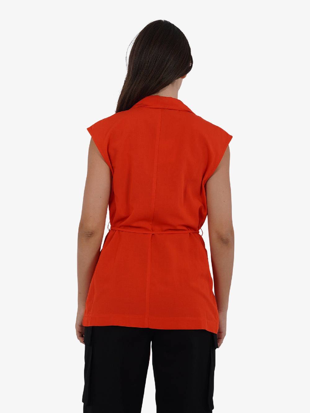 VICOLO Gilet Lungo Con Laccio TB1545 Donna Viscosa Rosso