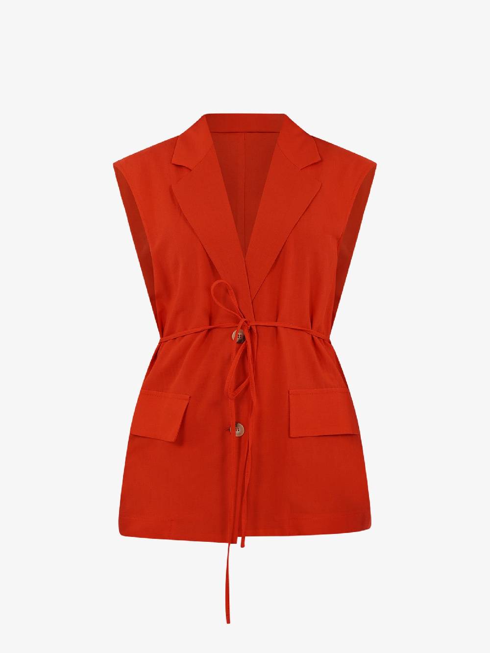 VICOLO Gilet Lungo Con Laccio TB1545 Donna Viscosa Rosso