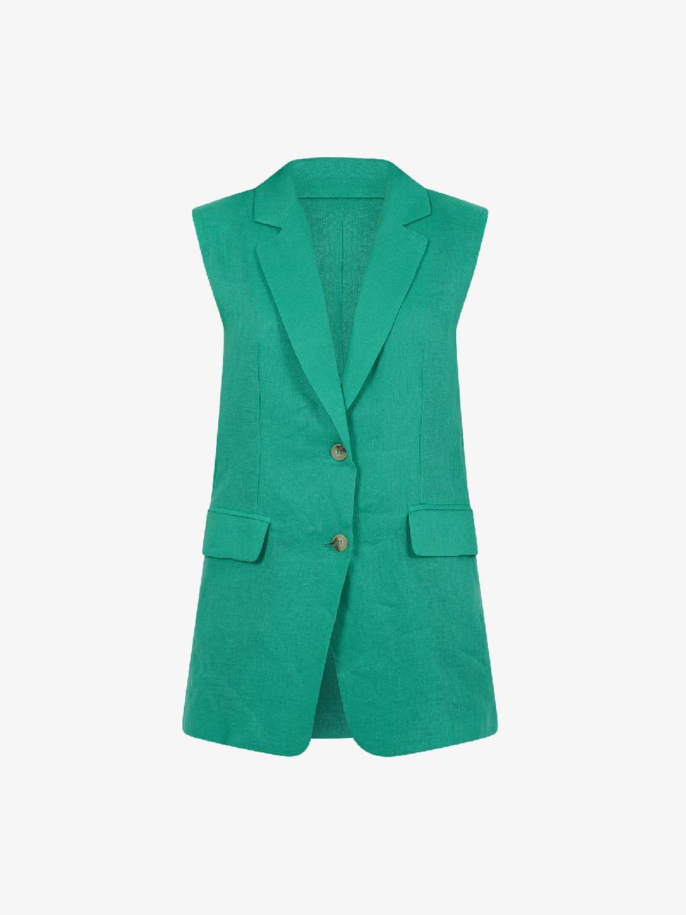 VICOLO Gilet Lungo Monopetto TB0787 Donna Lino Verde