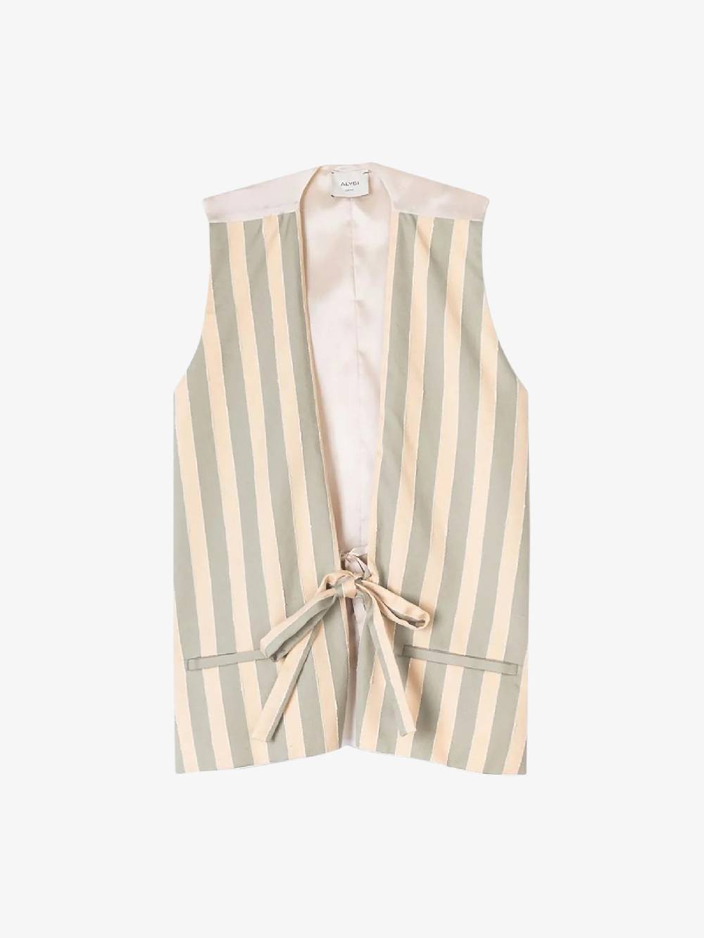 ALYSI Gilet stripes incrociato 104822P4031 donna cotone verde