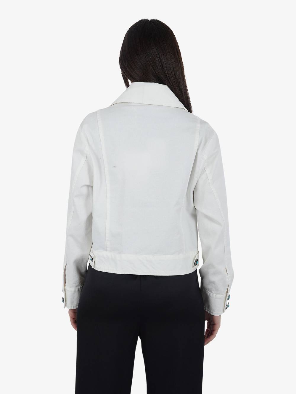 AKEP Giubbotto In Gabardina Con Ricami GIKD05156 Donna Cotone Panna