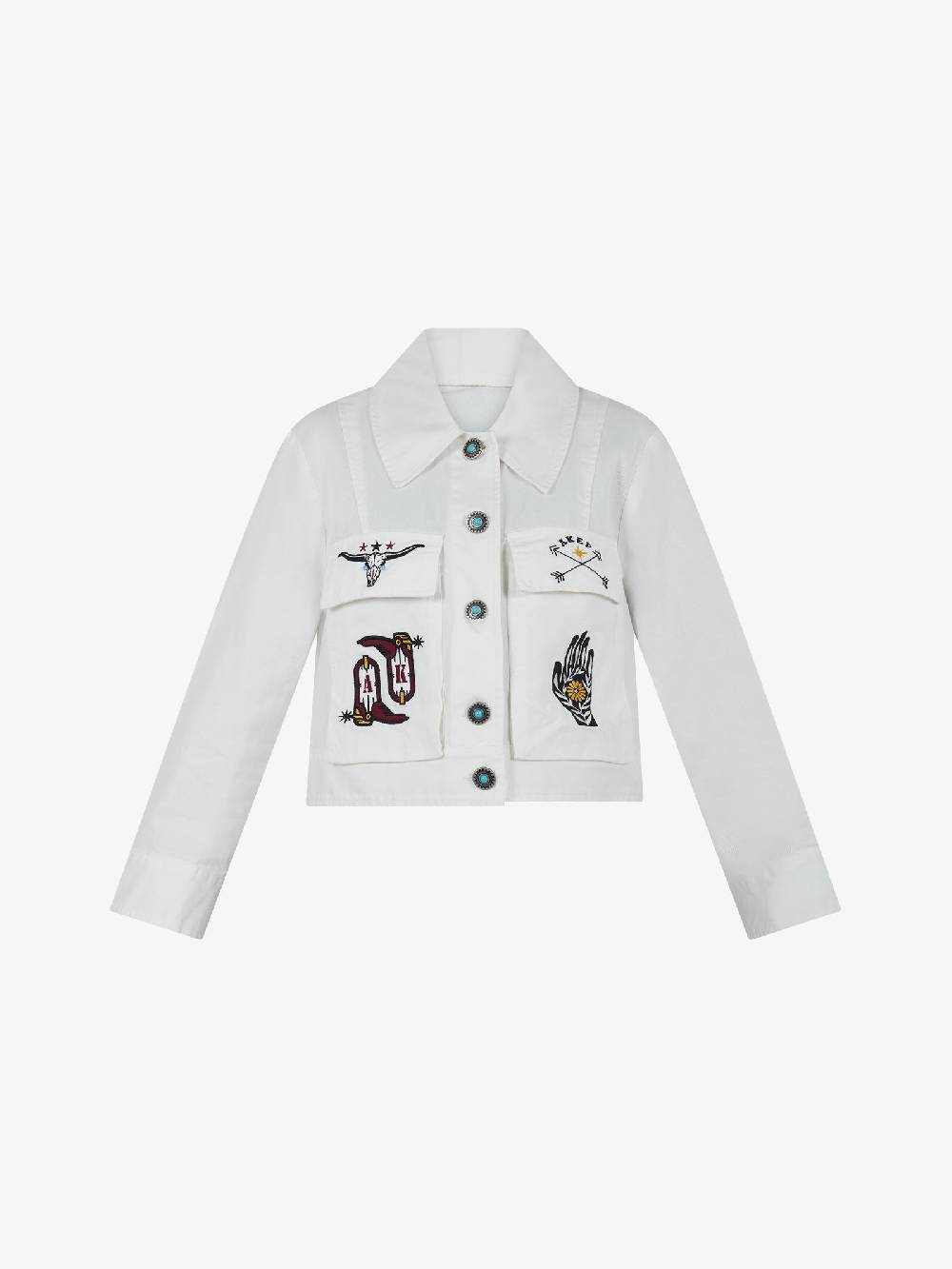 AKEP Giubbotto In Gabardina Con Ricami GIKD05156 Donna Cotone Panna