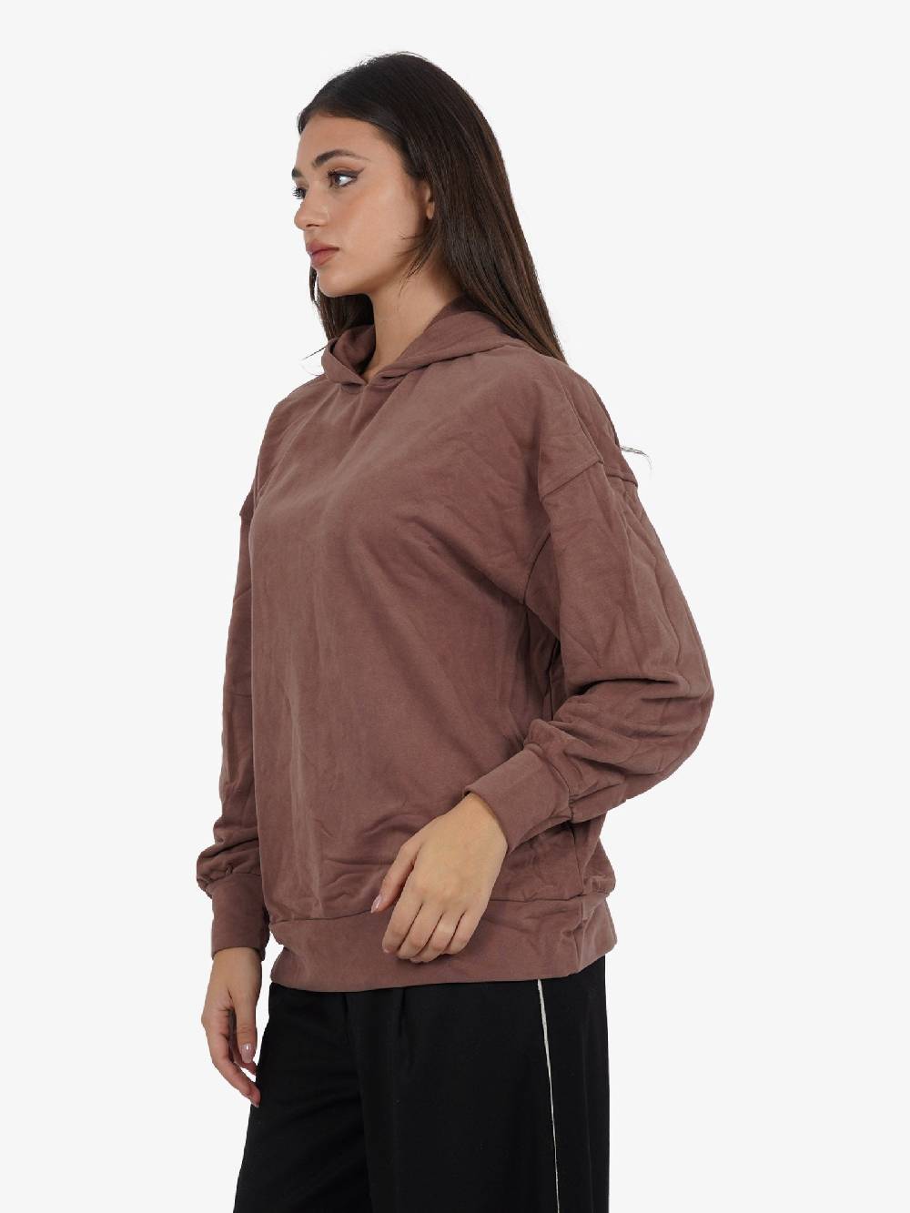 GLAMOROUS Felpa Con Cappuccio Donna Oversize Caffè