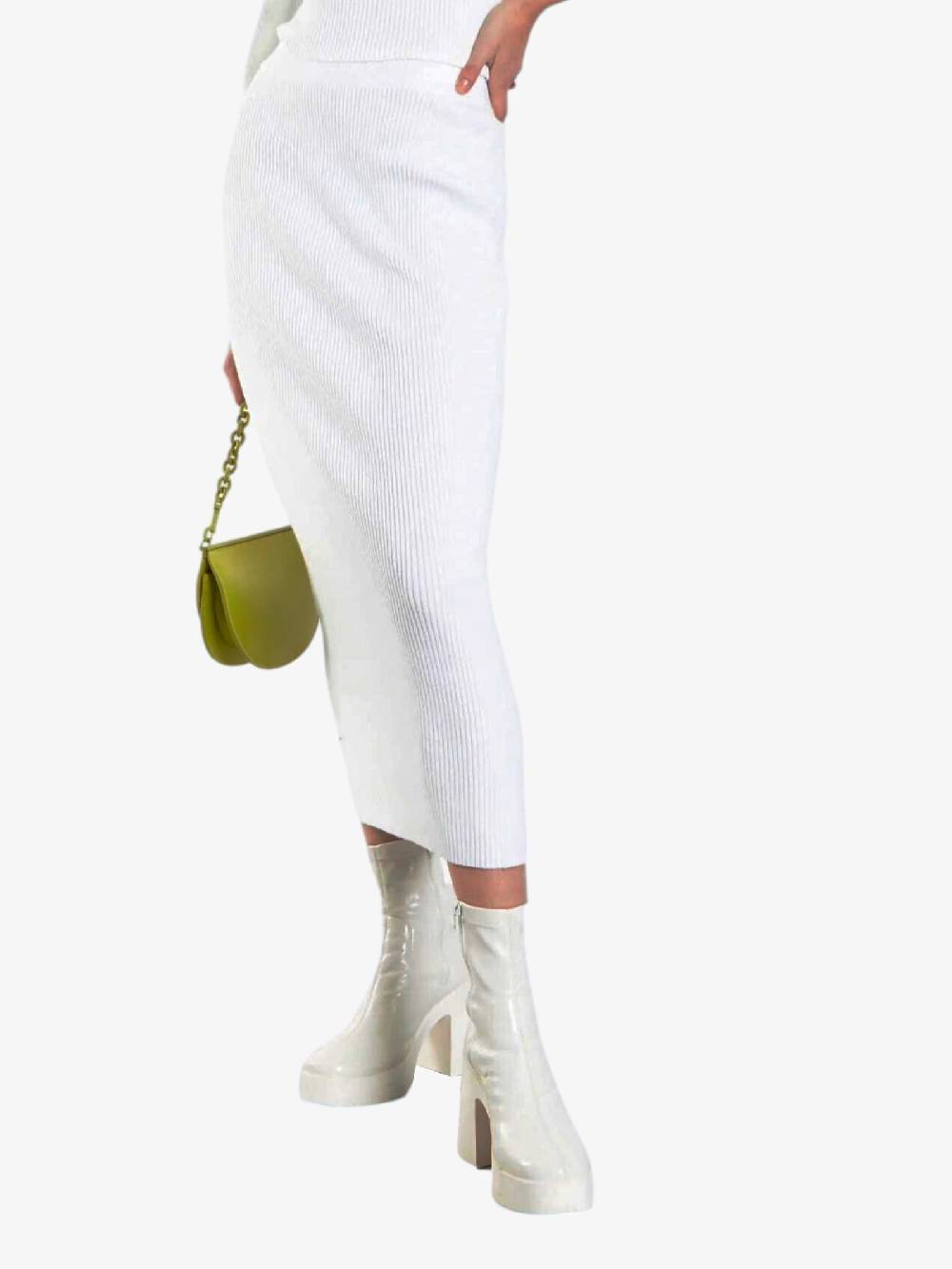 GLAMOROUS Gonna Lunga CK5872A Donna A Coste Bianco