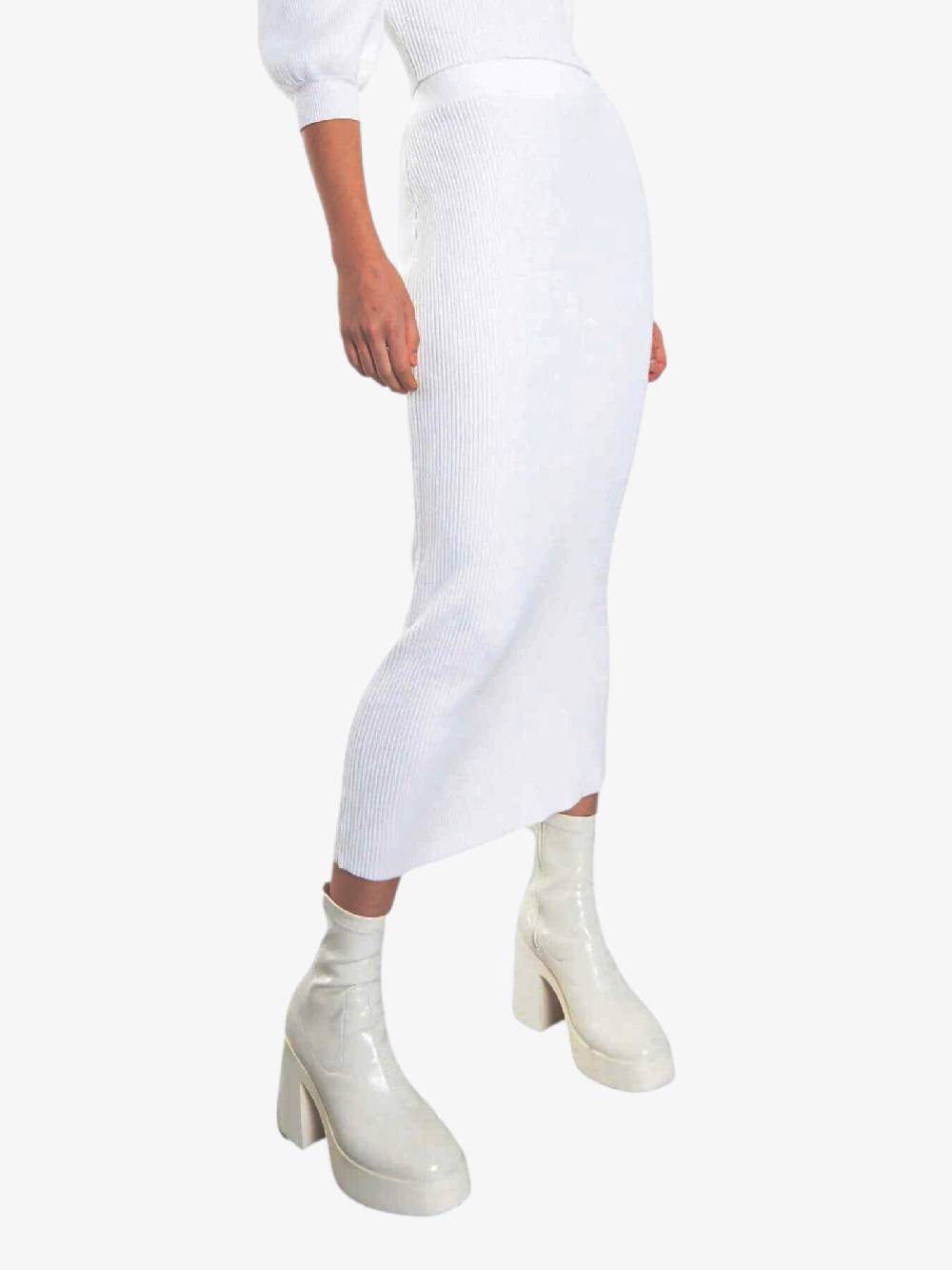 GLAMOROUS Gonna Lunga CK5872A Donna A Coste Bianco