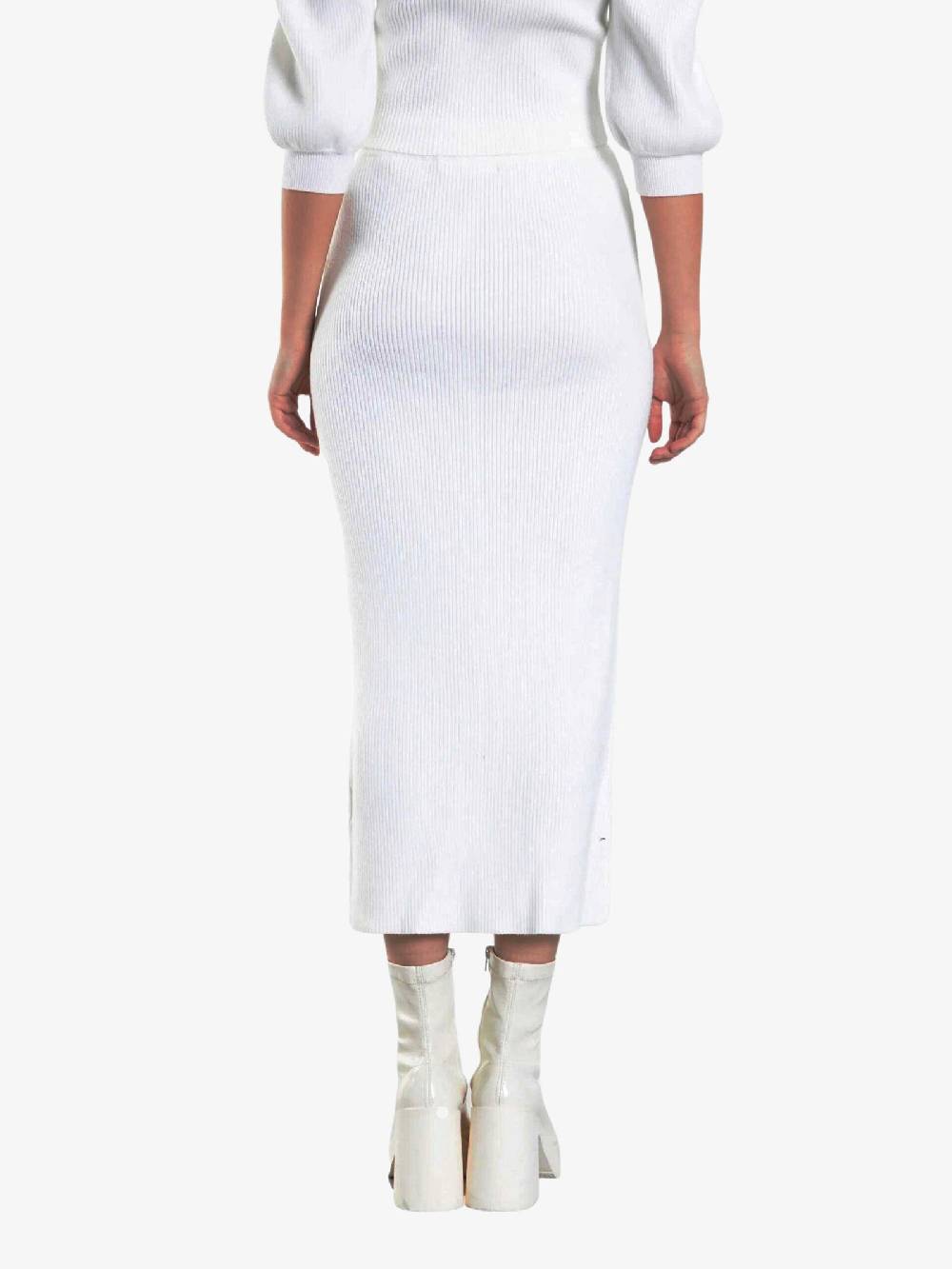 GLAMOROUS Gonna Lunga CK5872A Donna A Coste Bianco