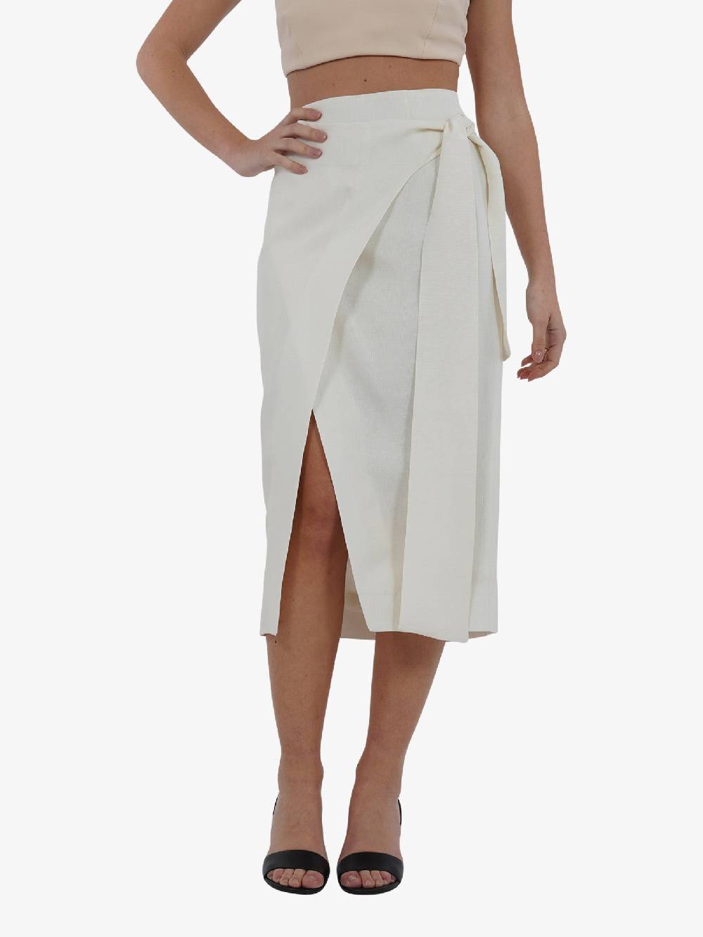 SEMICOUTURE Gonna A Portafoglio Lucy Y4SQ06 Donna In Viscosa Armaturizzata Panna