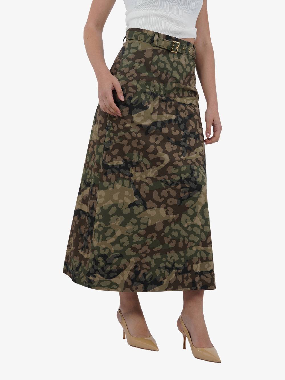NORA BARTH Gonna Lunga Con Cintura 24174-142 Donna Viscosa Camouflage