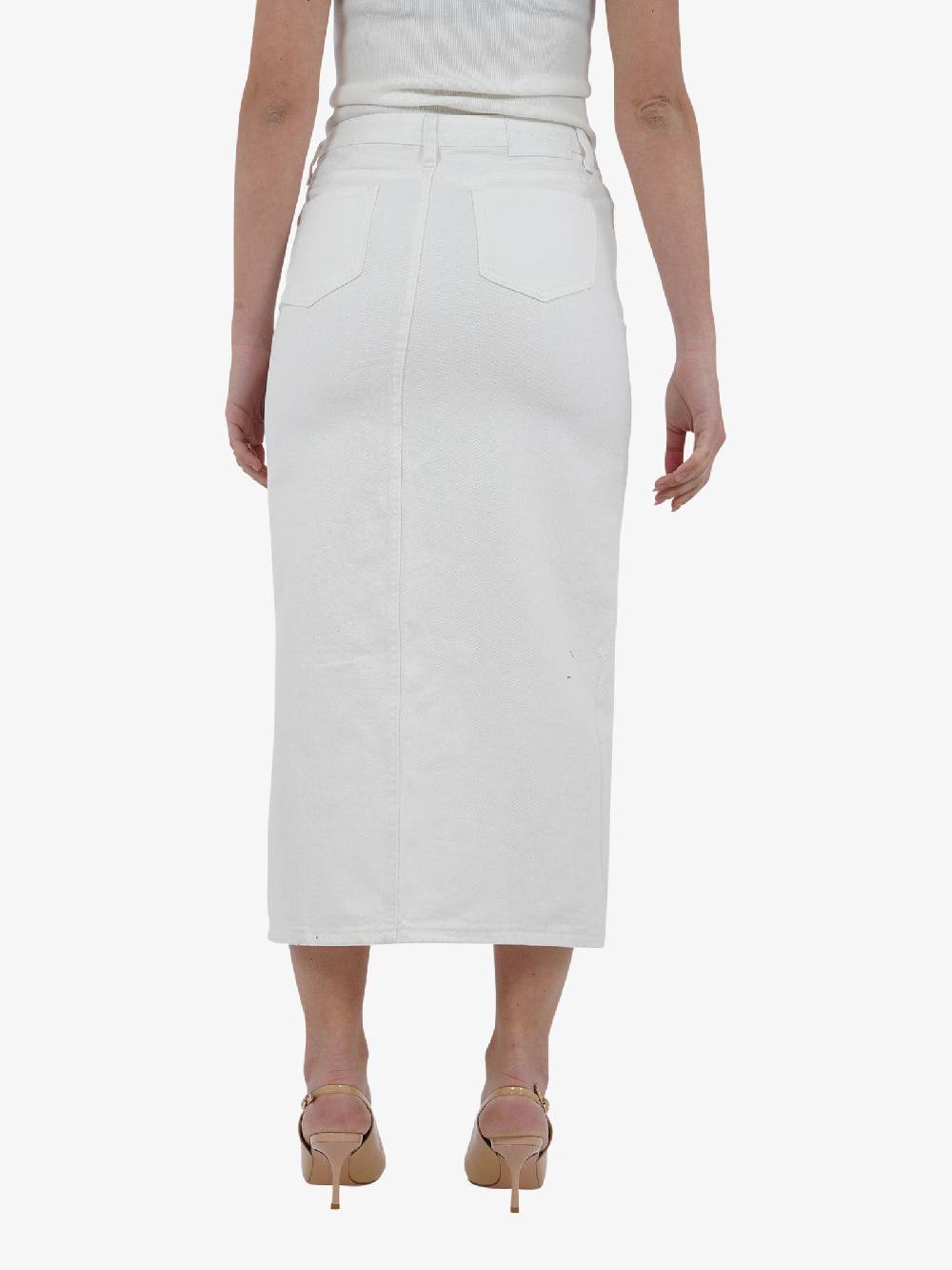 GLAMOROUS Gonna Lunga Con Spacco KA7150 Donna Cotone Bianco