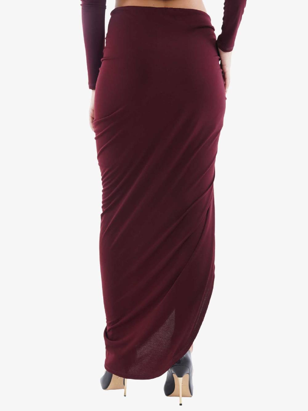 HAVE ONE Gonna Lunga Donna Con Drappeggio Laterale Bordeaux