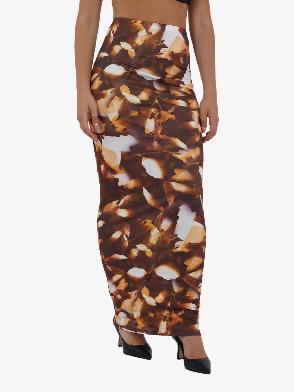 GLAMOROUS Gonna Lunga Taglio Sbiego CK7512 Donna Marrone