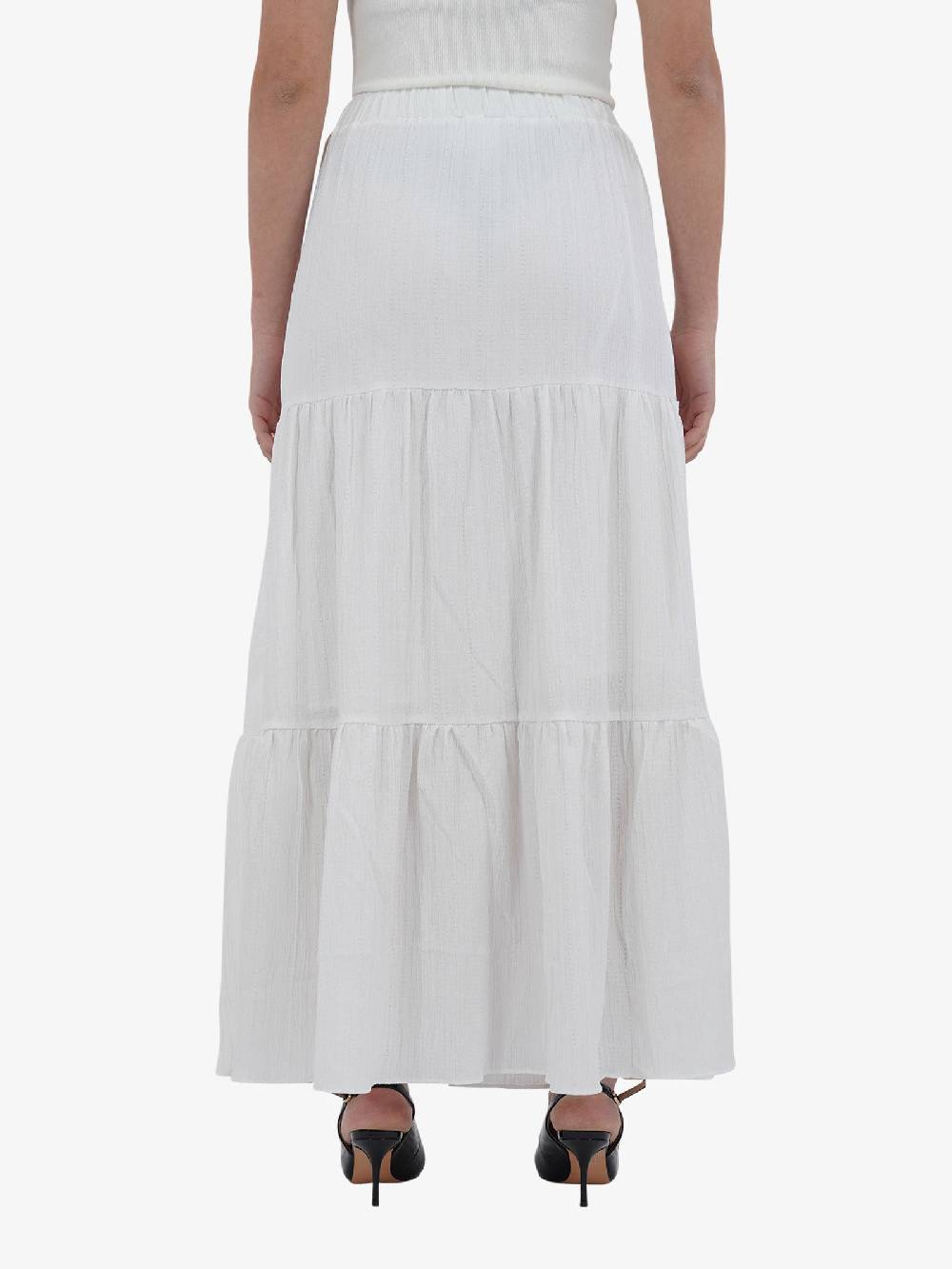 GLAMOROUS Gonna Midi A Strati AN4842 Donna Viscosa Bianco