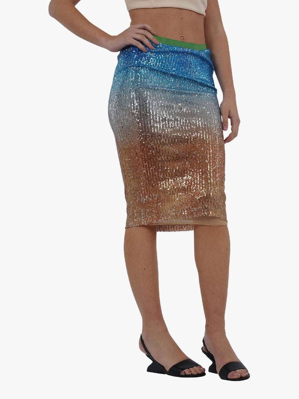 MERCI Gonna Midi A Tubino GN161 Donna Paillettes Multicolore