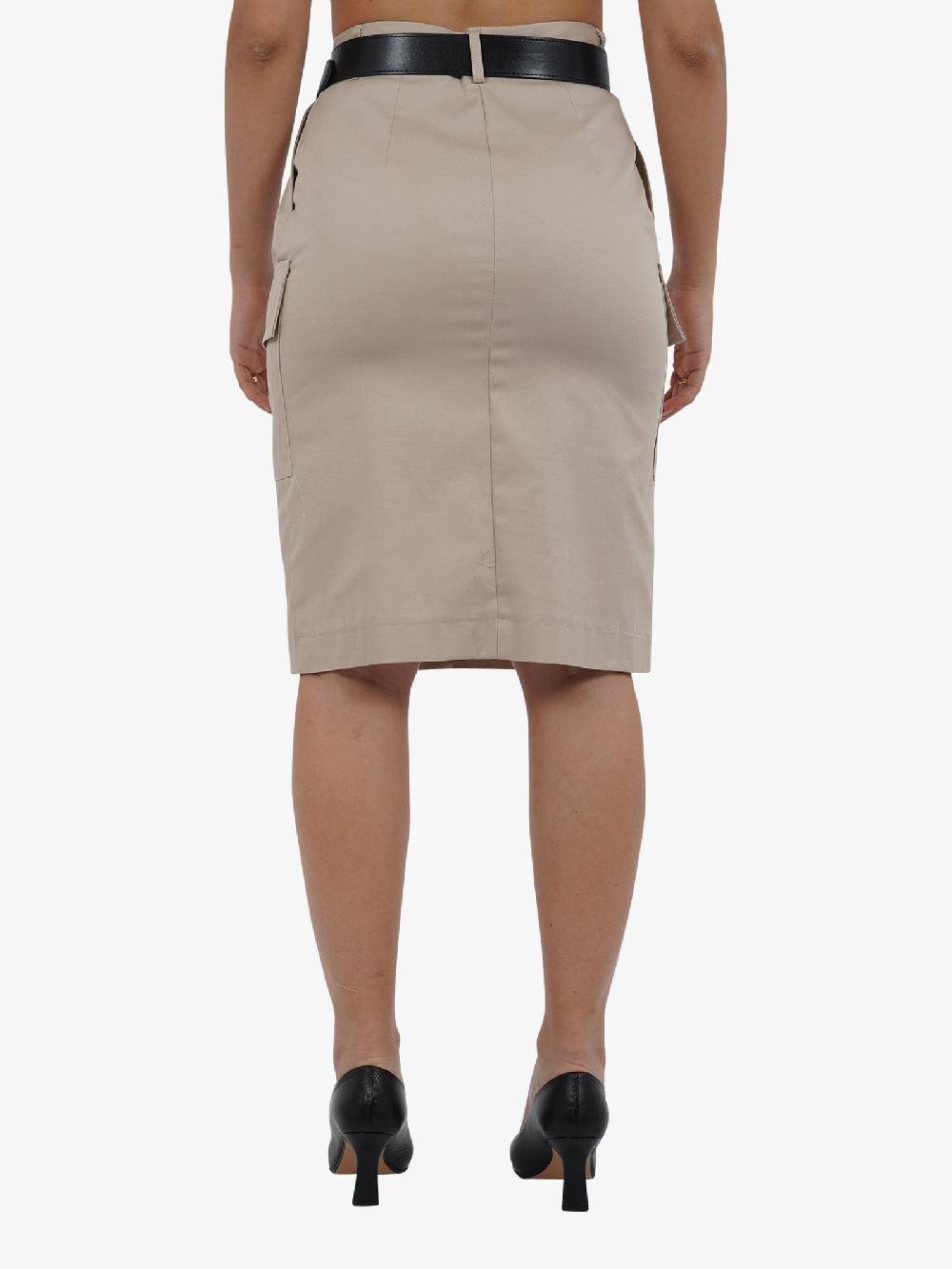 VICOLO Gonna Midi Con Cintura TB0075 Donna Cotone Beige