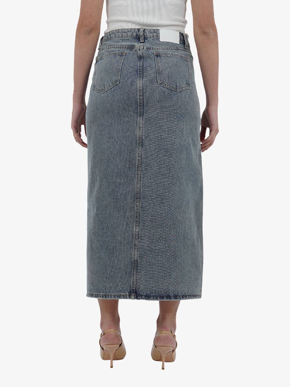 GLAMOROUS Gonna Midi Longuette In Denim Invecchiato AN4710 Donna Cotone