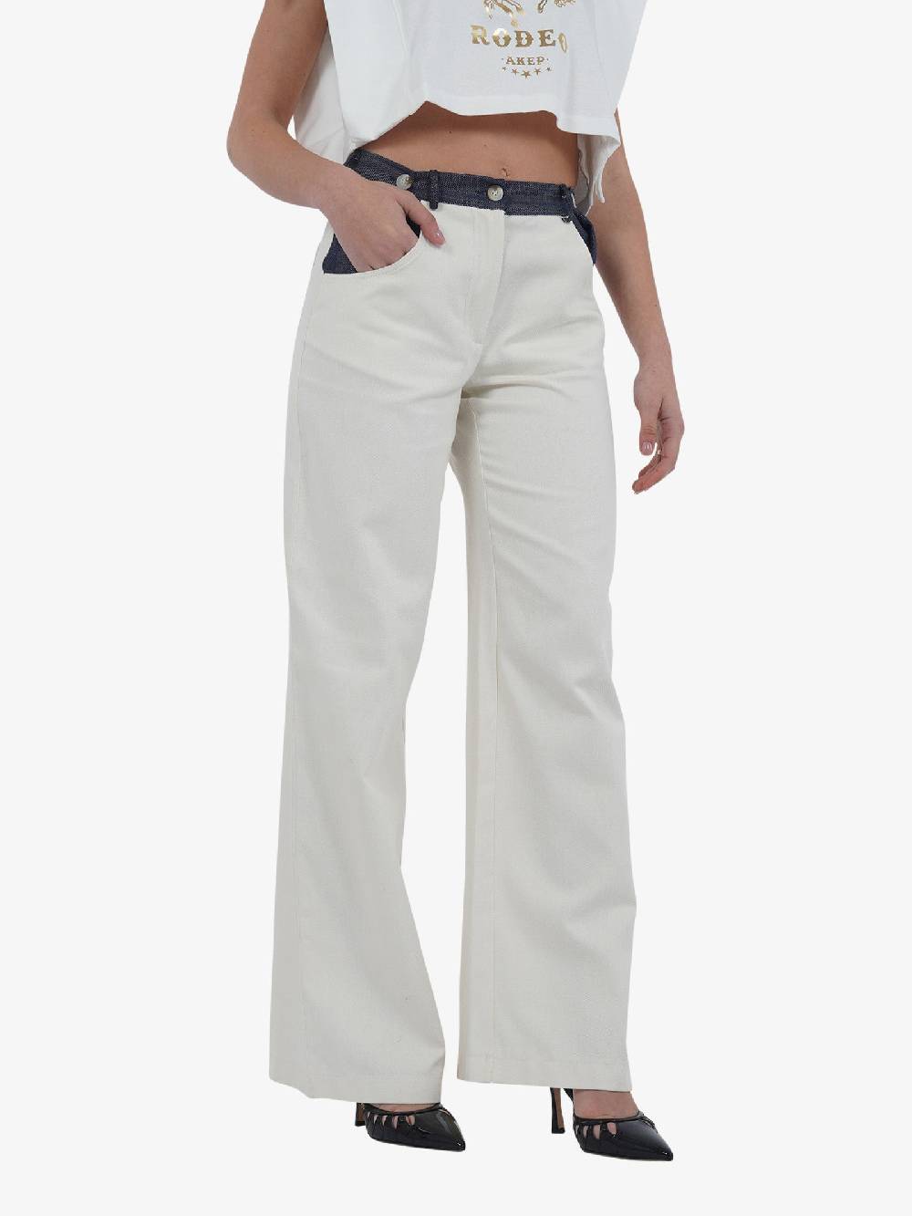 HAVE ONE Pantalone PVS-L161 Donna Cotone Bianco
